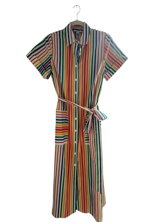Christopher John Rogers Dresses & Skirts - Christopher John Rogers Multicolor Rainbow Stripe Midi Shirt Dress